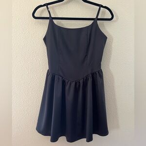 Lulu’s Black Satin Skater Dress